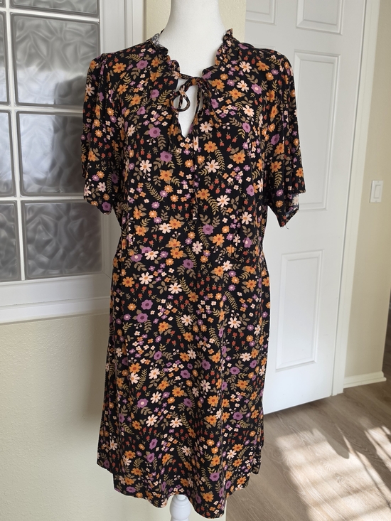Modcloth Dresses & Skirts - ModCloth Black Mini Dress with Orange & Pink Floral Print